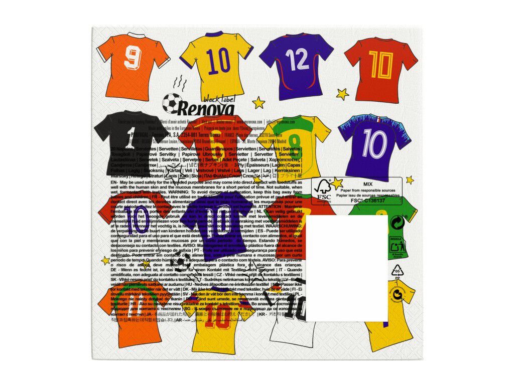 GUARDANAPOS PAPEL RENOVA MUNDIAL FUTEBOL 20 UNIDADES image number 1