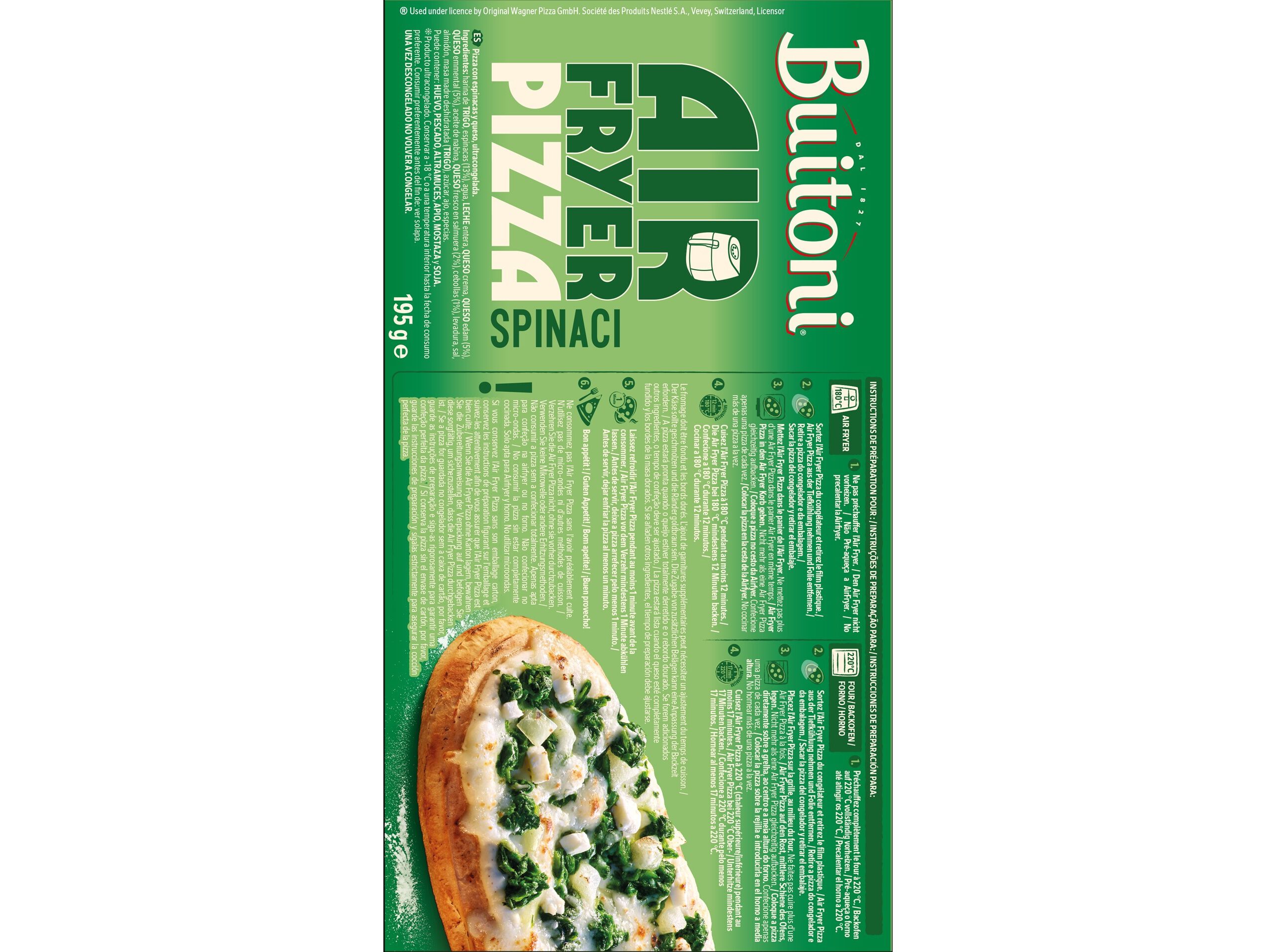 PIZZA BUITONI AIRFRYER SPINACH 195G image number 1