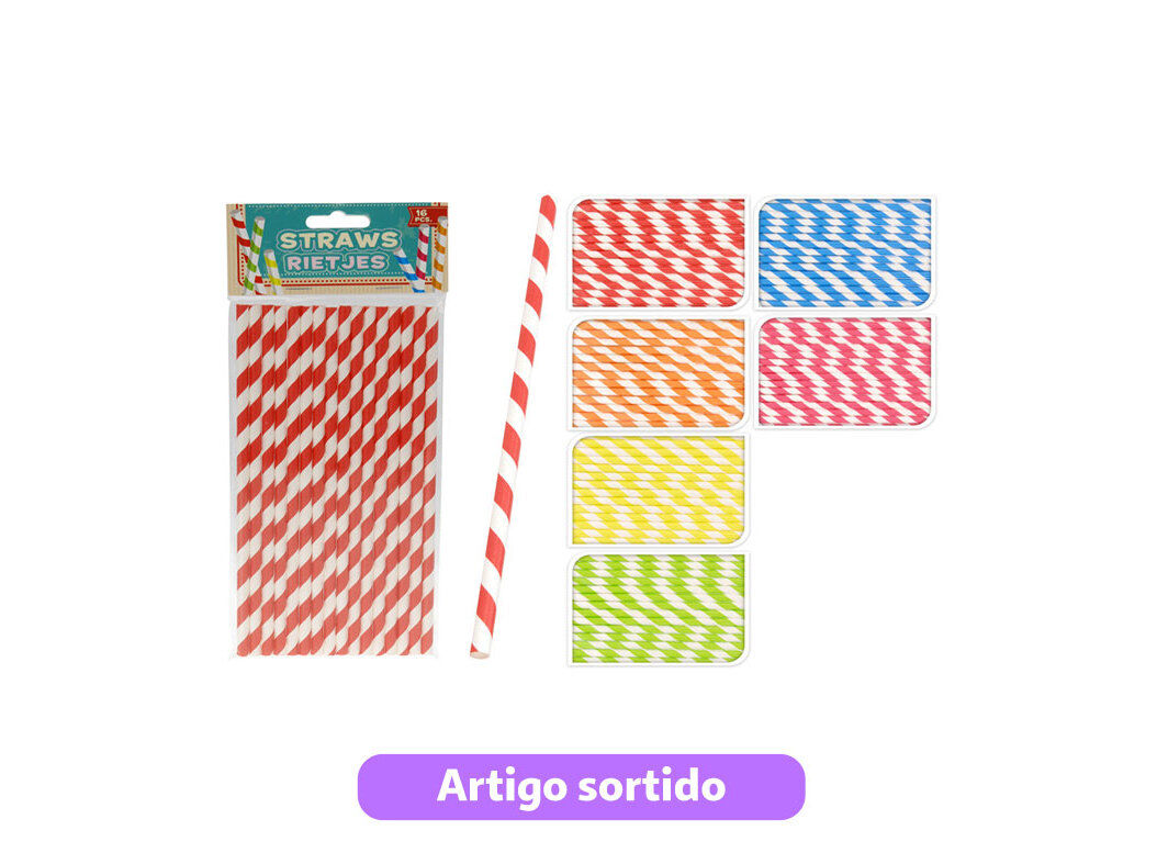 CONJUNTO 16 PALHINHAS CART&Atilde;O CORES SORTIDAS