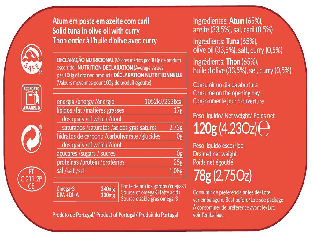 ATUM EM AZEITE BOM PETISCO CARIL 120(78)G image number 1
