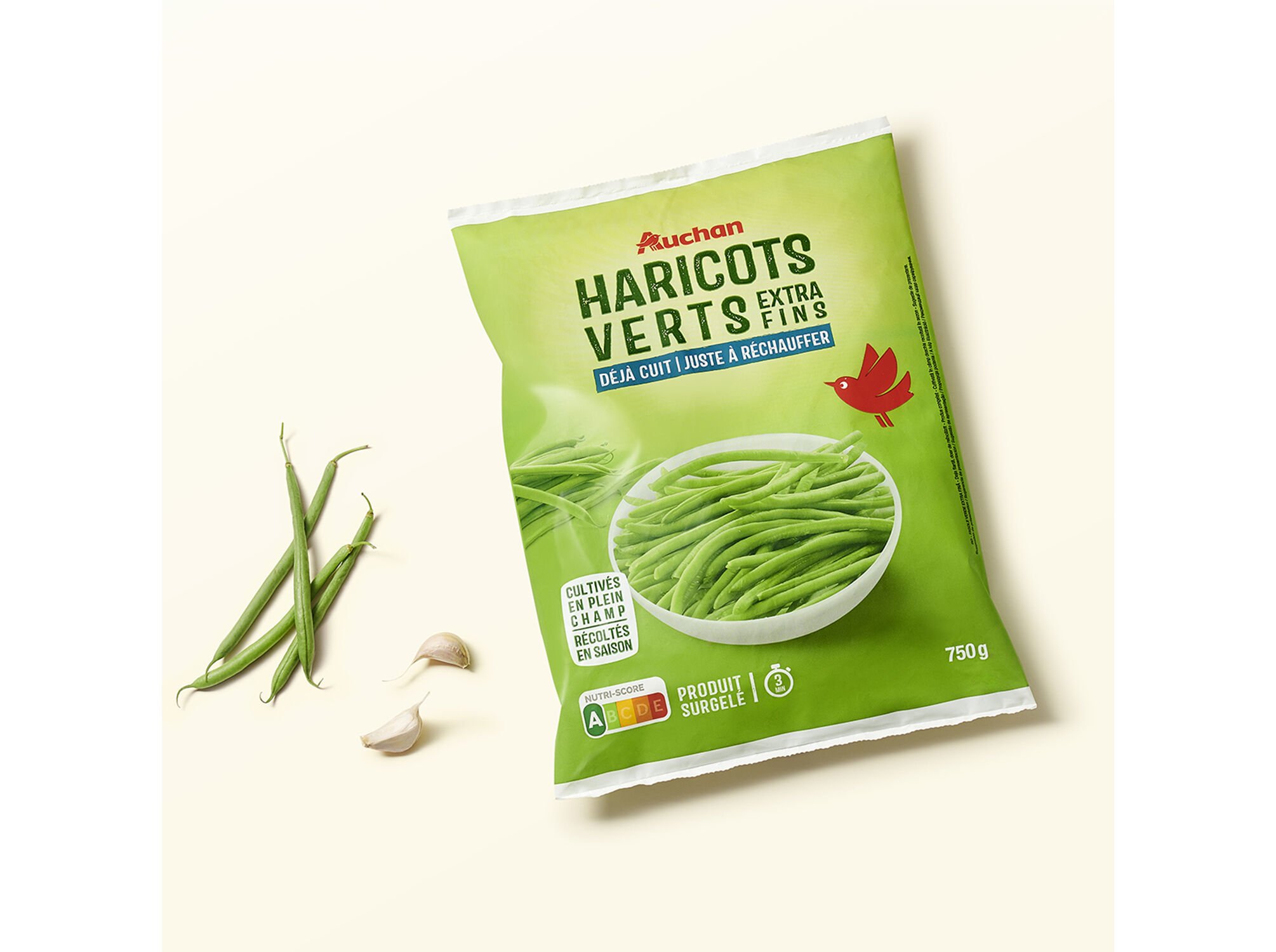 FEIJ&Atilde;O-VERDE AUCHAN EXTRAFINO COZIDO ULTRACONGELADO 750G image number 1