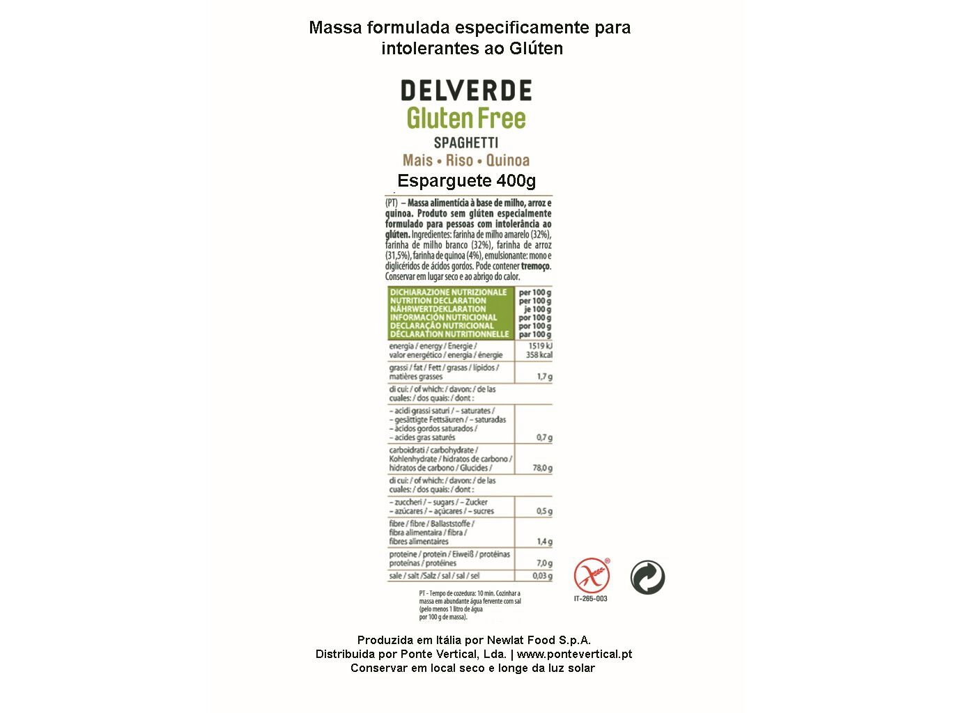 ESPARGUETE DELVERDE GL&Uacute;TEN FREE 400G image number 1