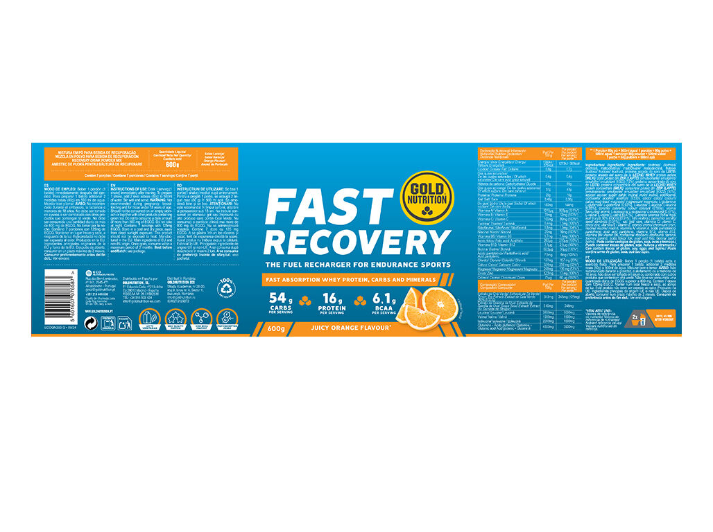 RECUPERADOR GOLDNUTRITION FAST RECOVERY LARANJA 600G image number 1