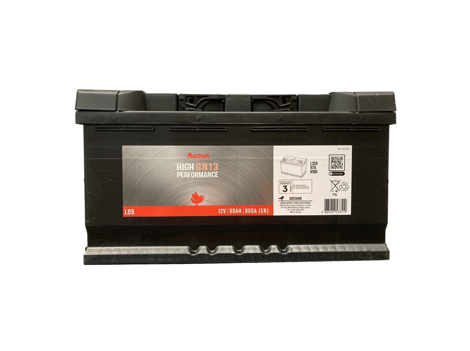 BATERIA AUTO AUCHAN GN13 95AH/800A