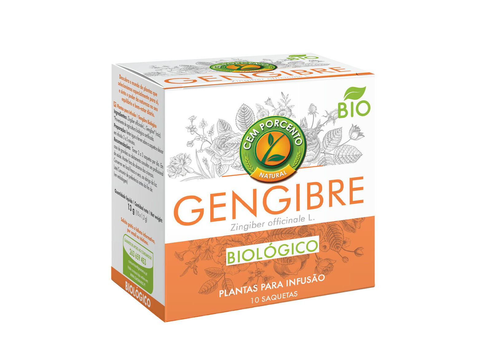CH&Aacute; INFUS&Atilde;O CEM PORCENTO GENGIBRE BIO 13G