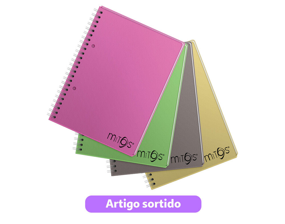 CADERNO ESPIRAL QUADRICULADO A5 MITOS CAPA COR 120 FOLHAS CORES SORTIDAS image number 0