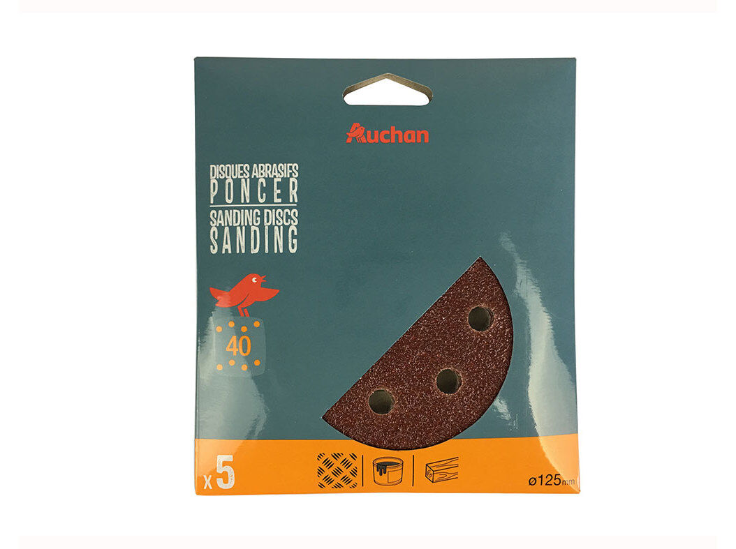 CONJUNTO DE 5 DISCOS AUCHAN PARA LIXADORA D125 G40 image number 0