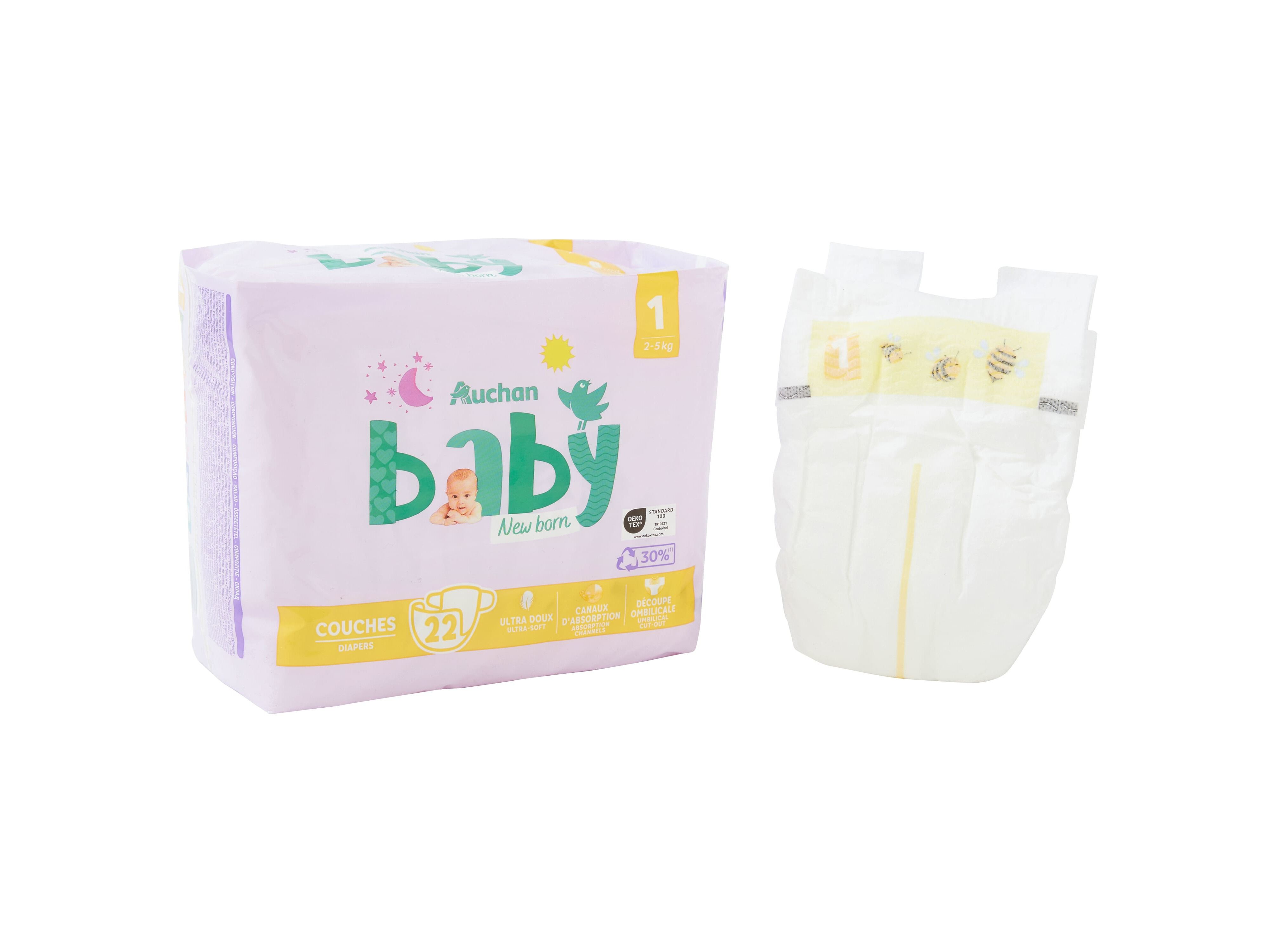 FRALDAS AUCHAN BABY T1 2-5KG 22UN image number 2