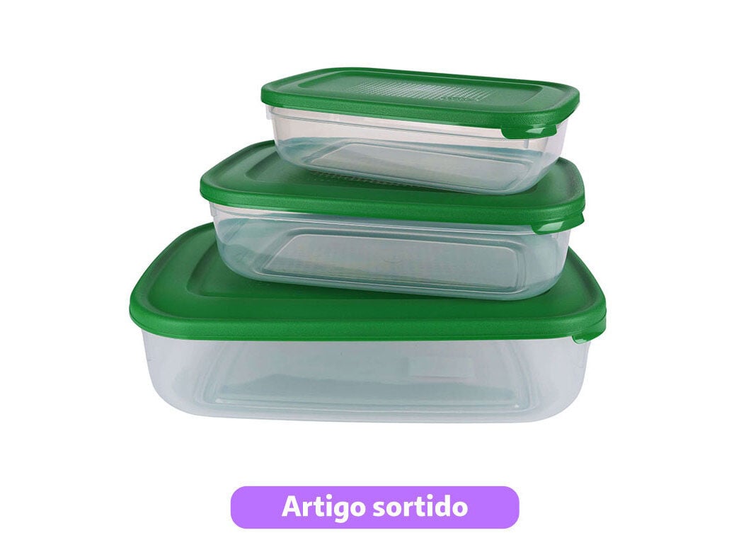 CONJUNTO DE 3 CAIXAS HERM&Eacute;TICAS CODIL PL&Aacute;STICO 3X0.8L CORES SORTIDAS