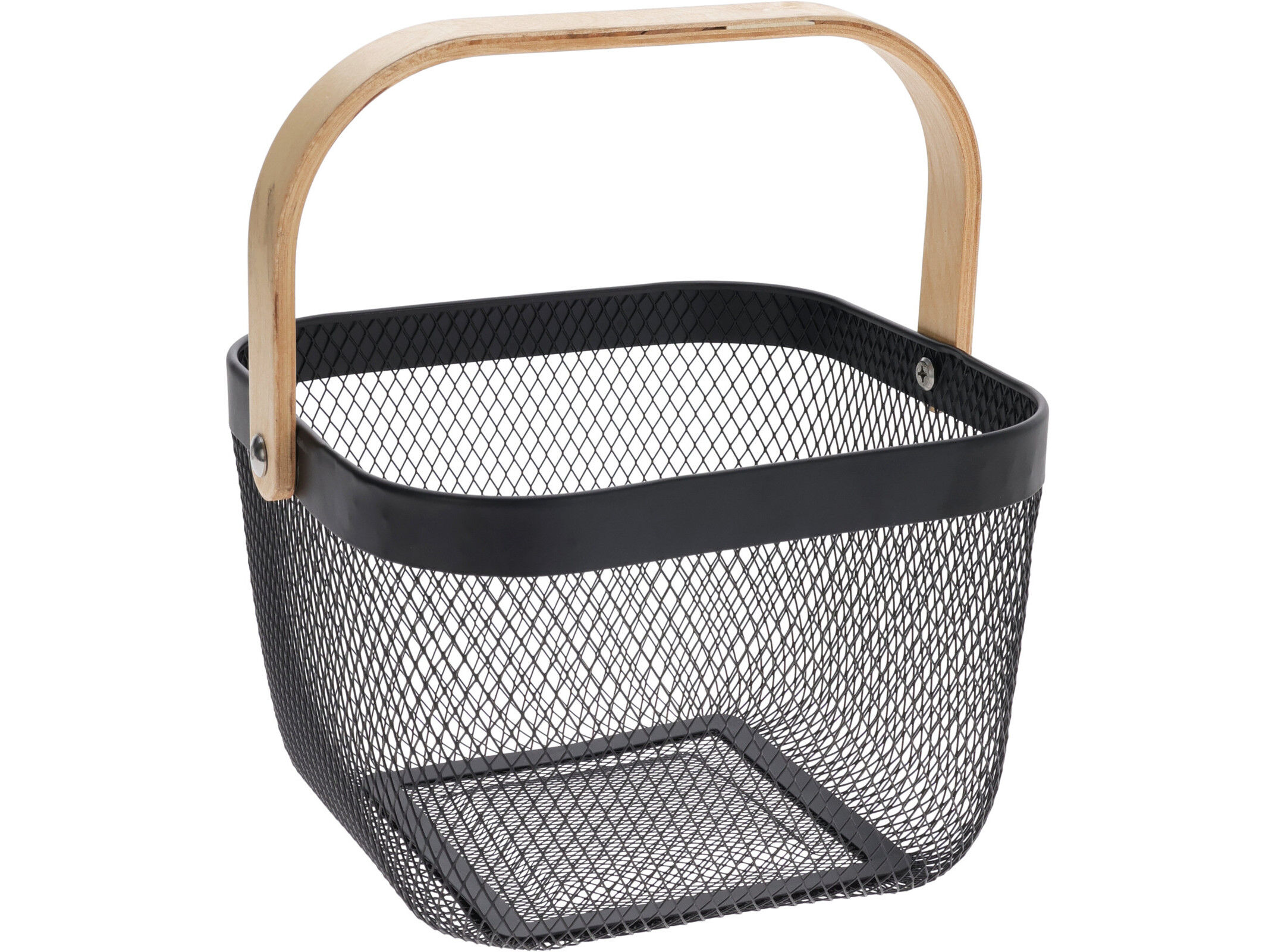 CESTO EM FERRO PRETO COM AL&Ccedil;A 25X24.5X18CM image number 0