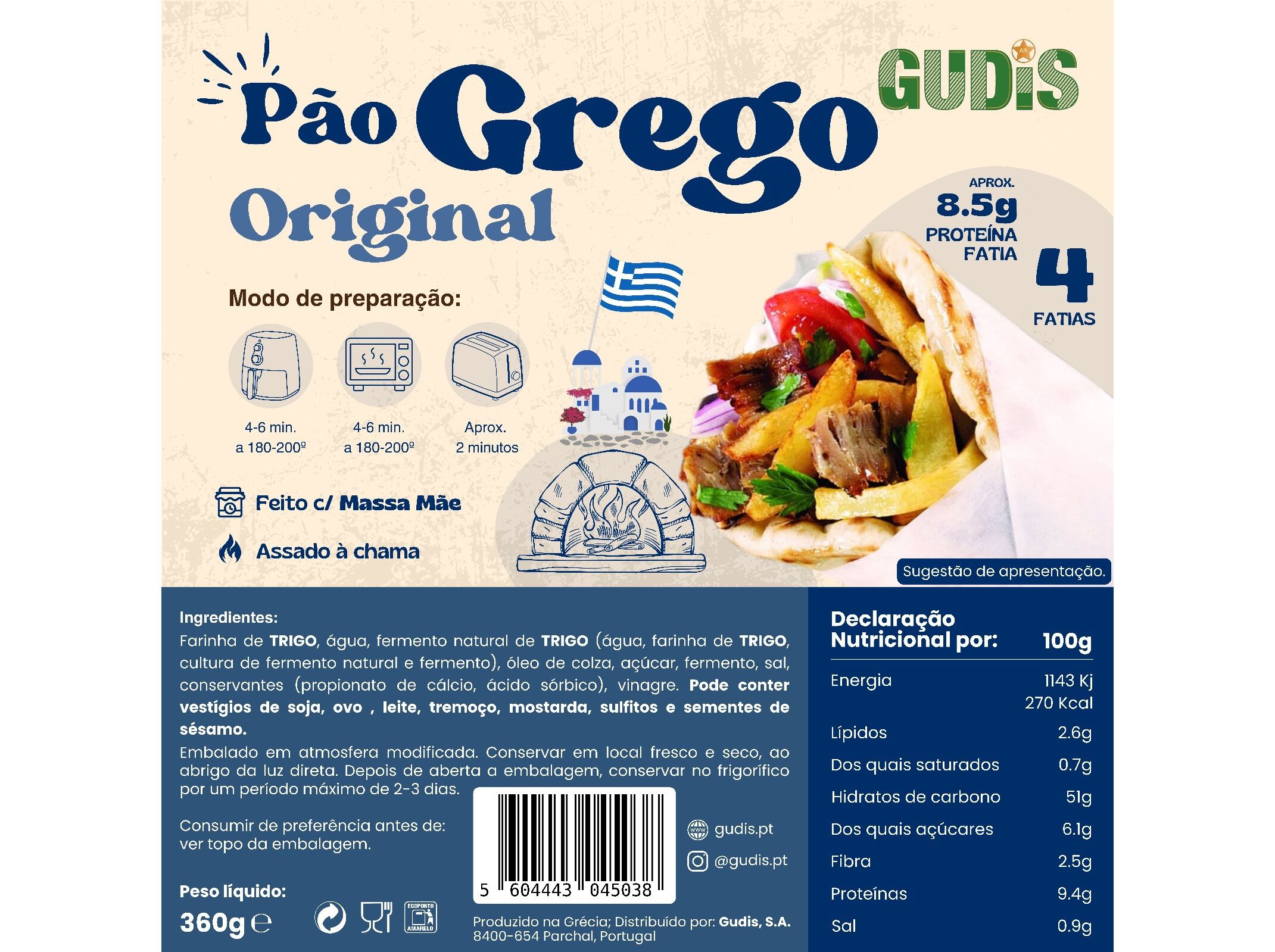 P&Atilde;O GREGO GUDIS ORIGINAL 360G image number 1