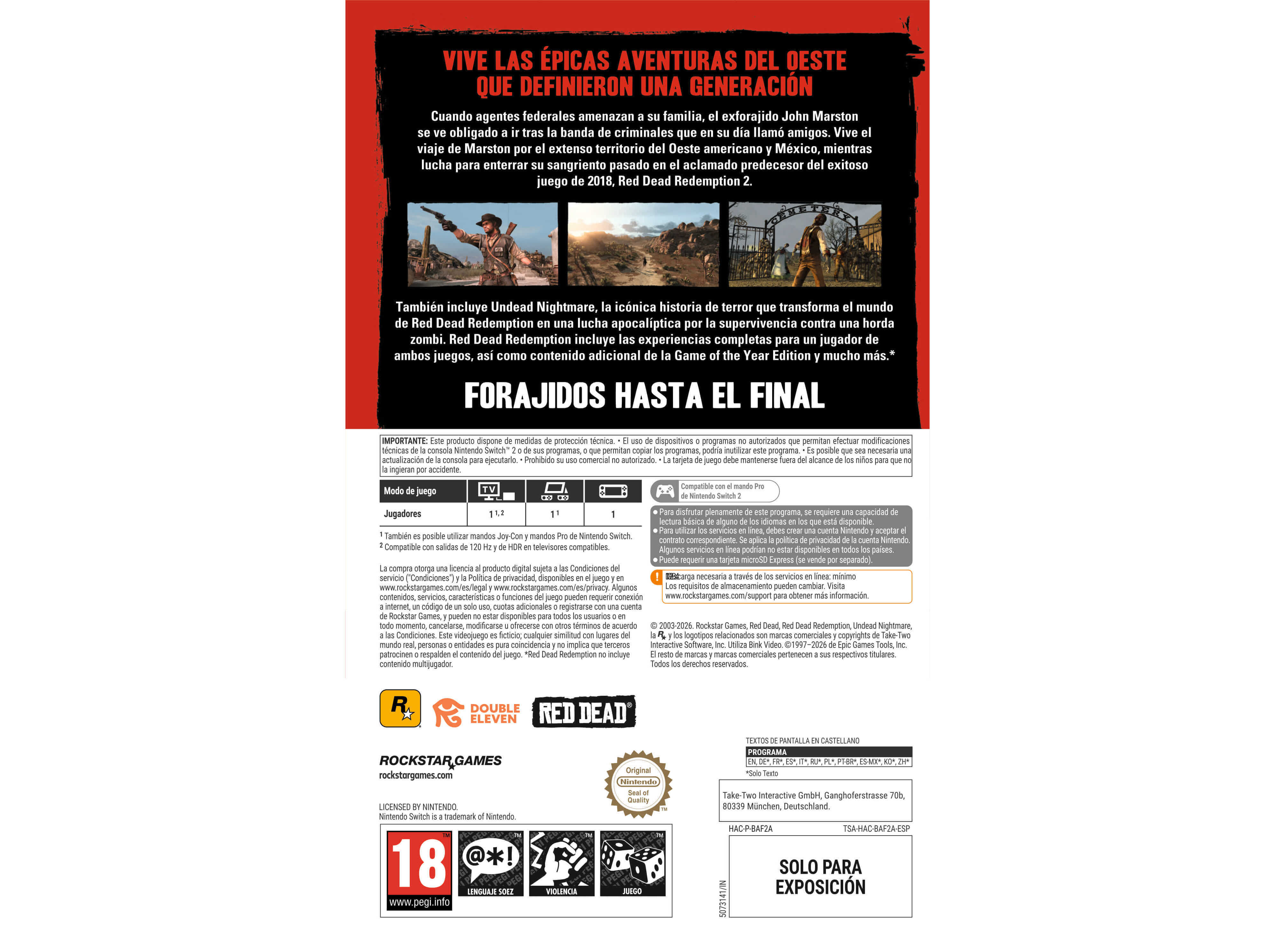 JOGO NINTENDO SWITCH 2 RED DEAD REDEMPTION TAKE 2 (C&Oacute;DIGO DIGITAL) image number 1