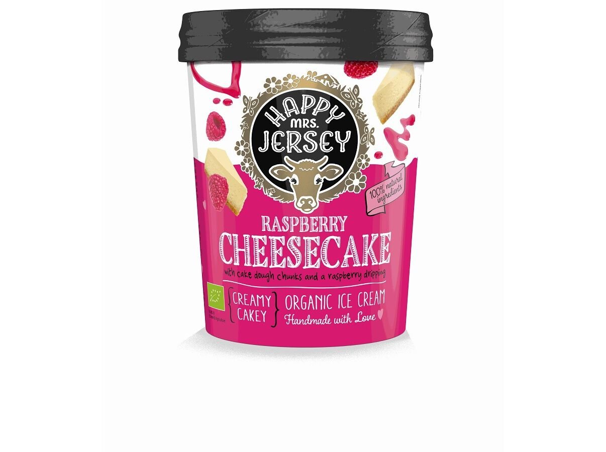 GELADO HAPPY MRS JERSEY CHEESE CAKE FRAMBOESA BIO 500ML