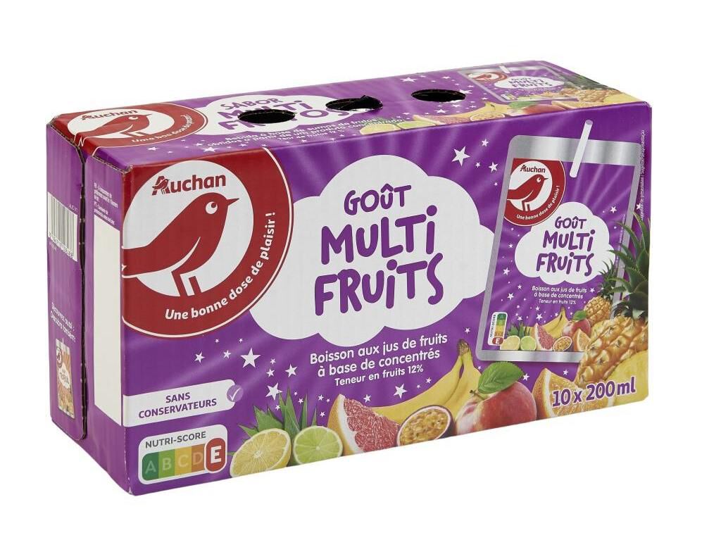 REFRIGERANTE S/GAS AUCHAN MULTIFRUTOS 10X0.20L