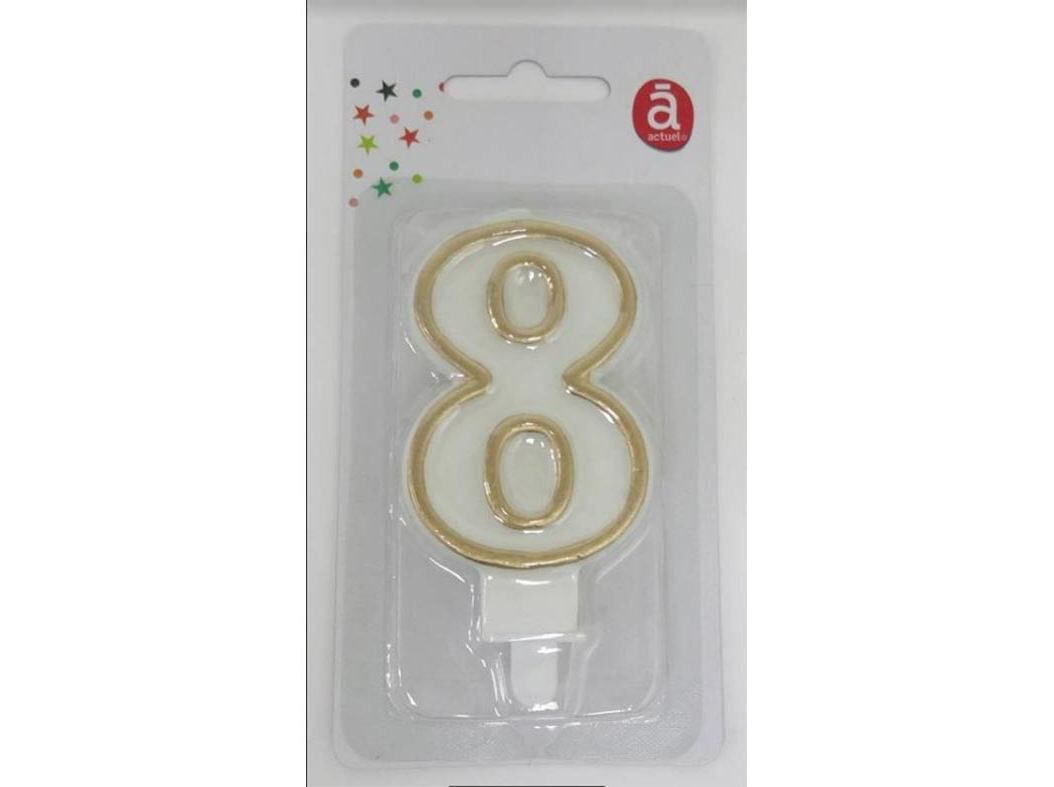 VELA ANIVERS&Aacute;RIO N&ordm; 8 ACTUEL BRANCO C/REB DOURADO image number 0