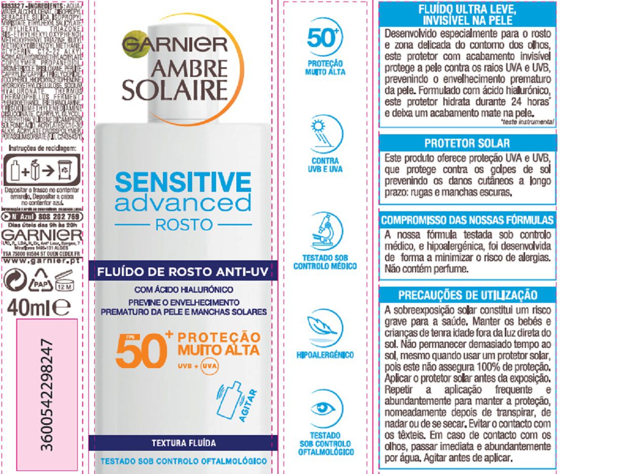 CREME AMBRE SOLAIRE ROSTO SENSITIVE ADVANCE IP50+ 40ML image number 1