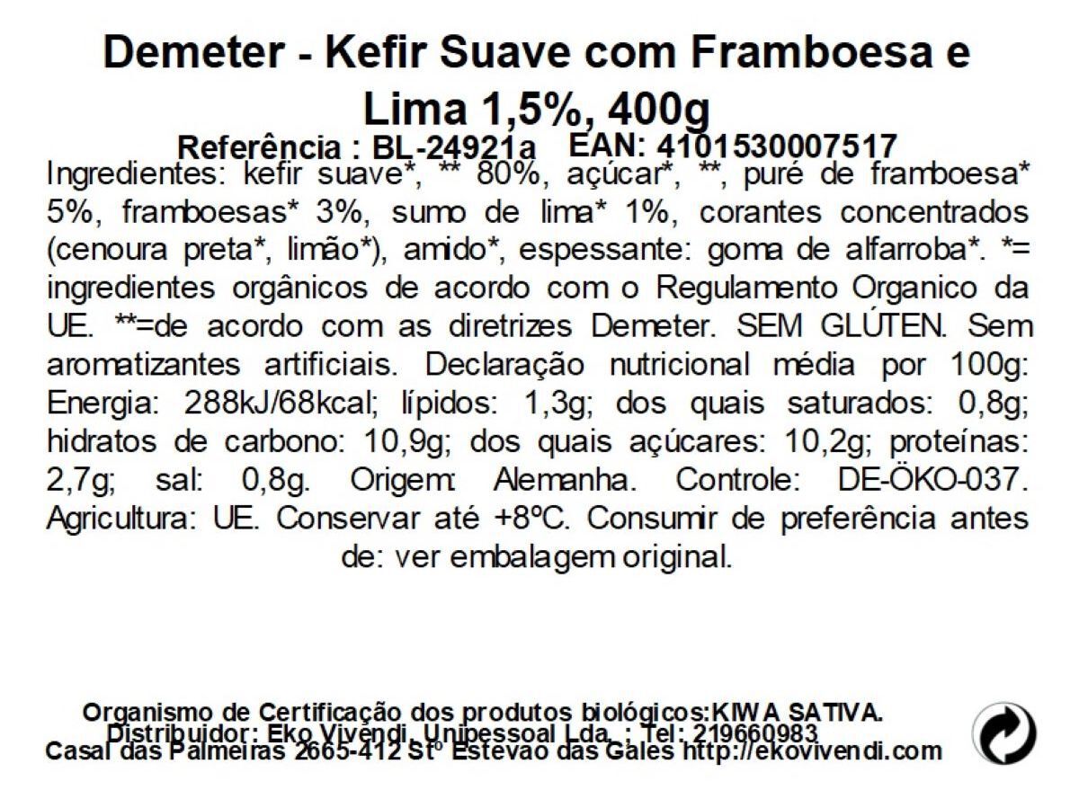 KEFIR BERCHTESGADENER LAND FRAMBOESA&LIMAO 400ML image number 1