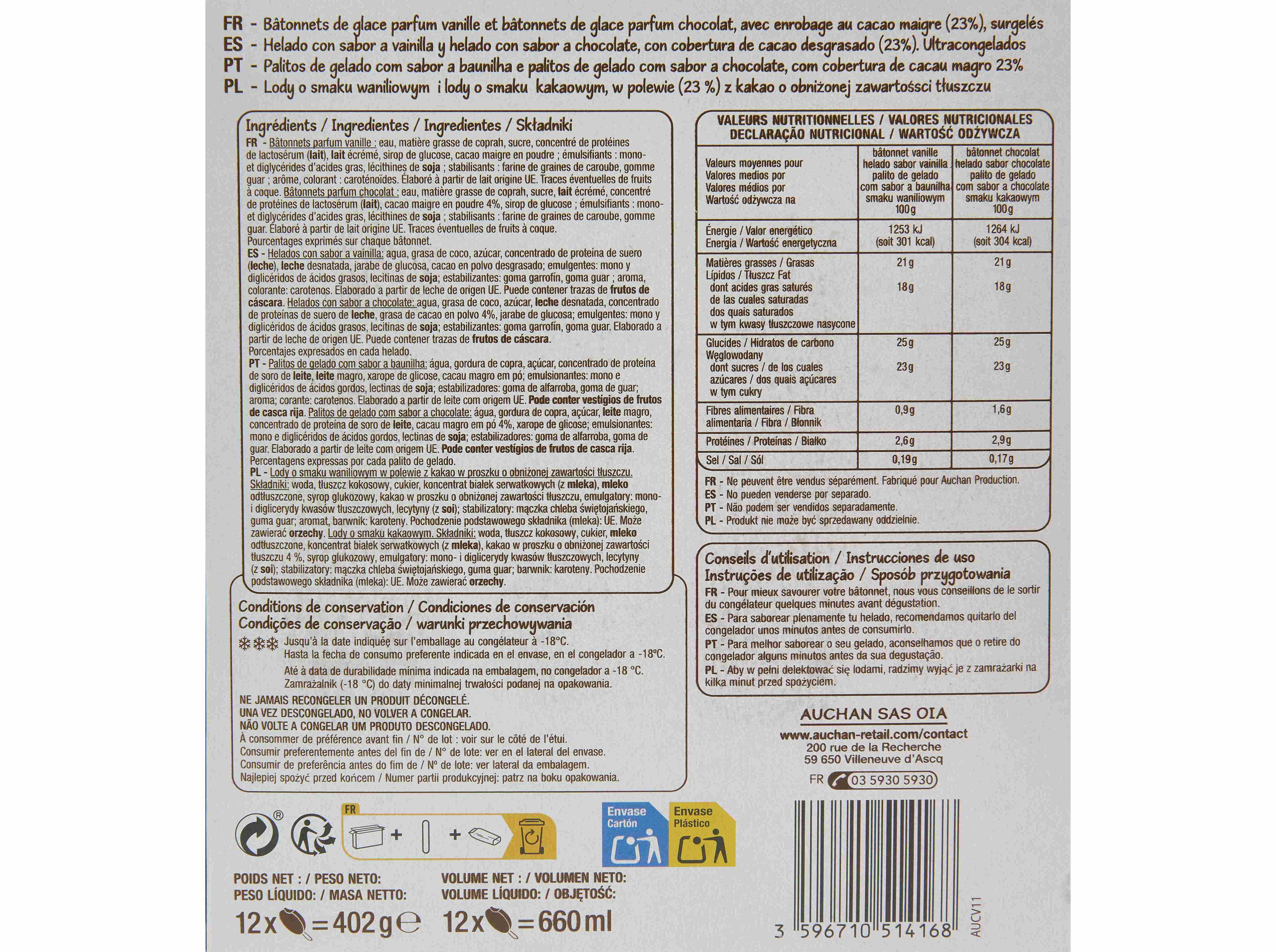 GELADO PALITO POLEGAR BAUNILHA E CHOCOLATE 12X55ML image number 2