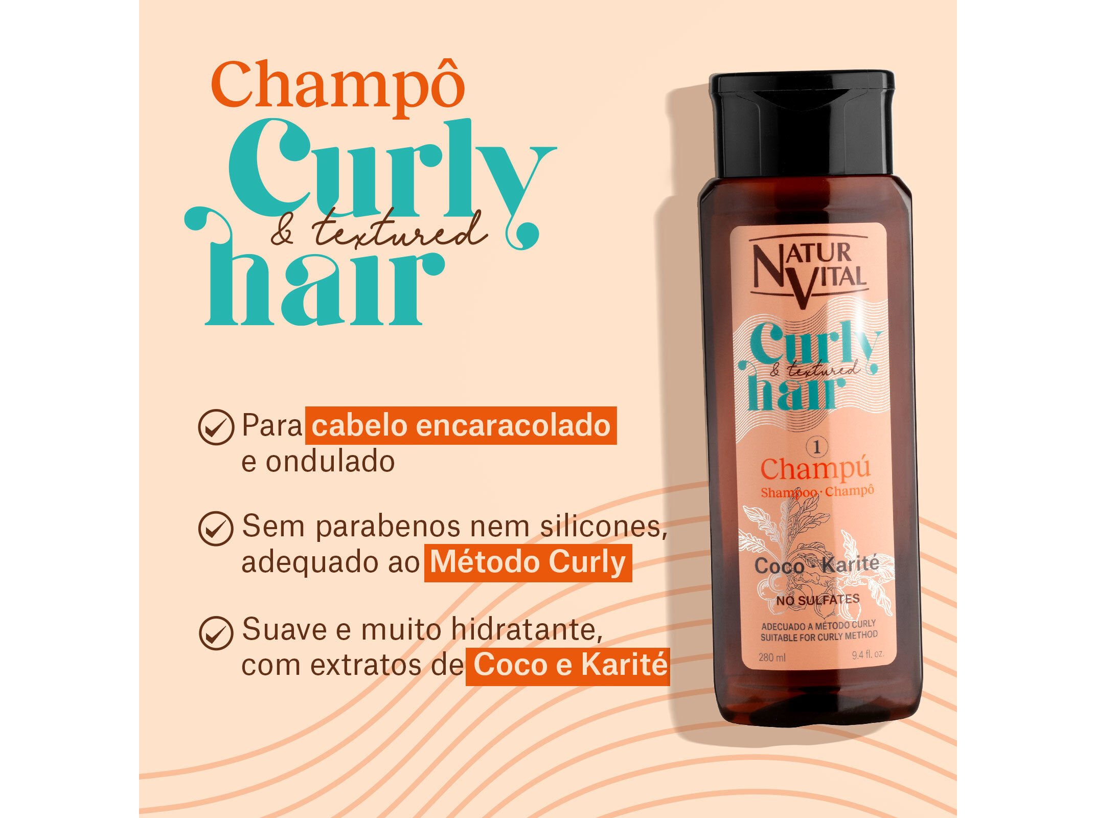 CHAMP&Ocirc; NATUR VITAL CURLY & TEXTURED HAIR 280ML image number 2