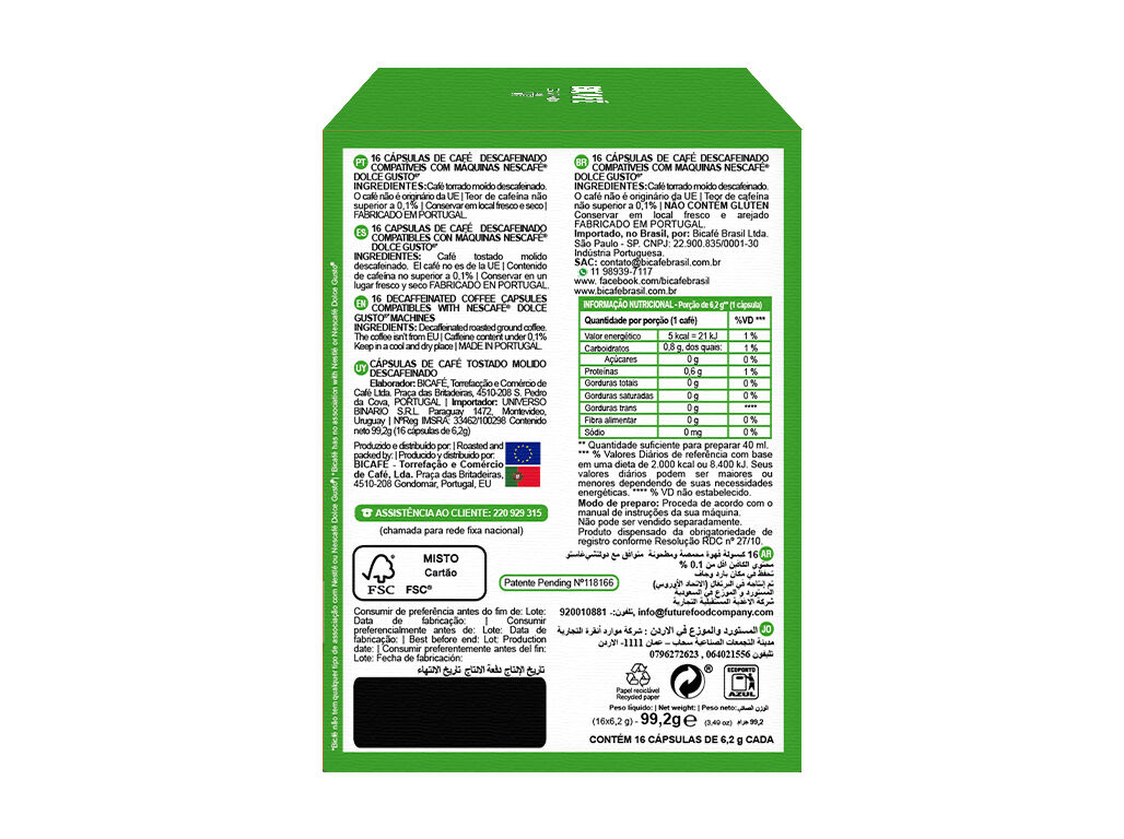 C&Aacute;PSULAS CAF&Eacute; BICAF&Eacute; DESCAFEINADO DG 16 UN image number 2