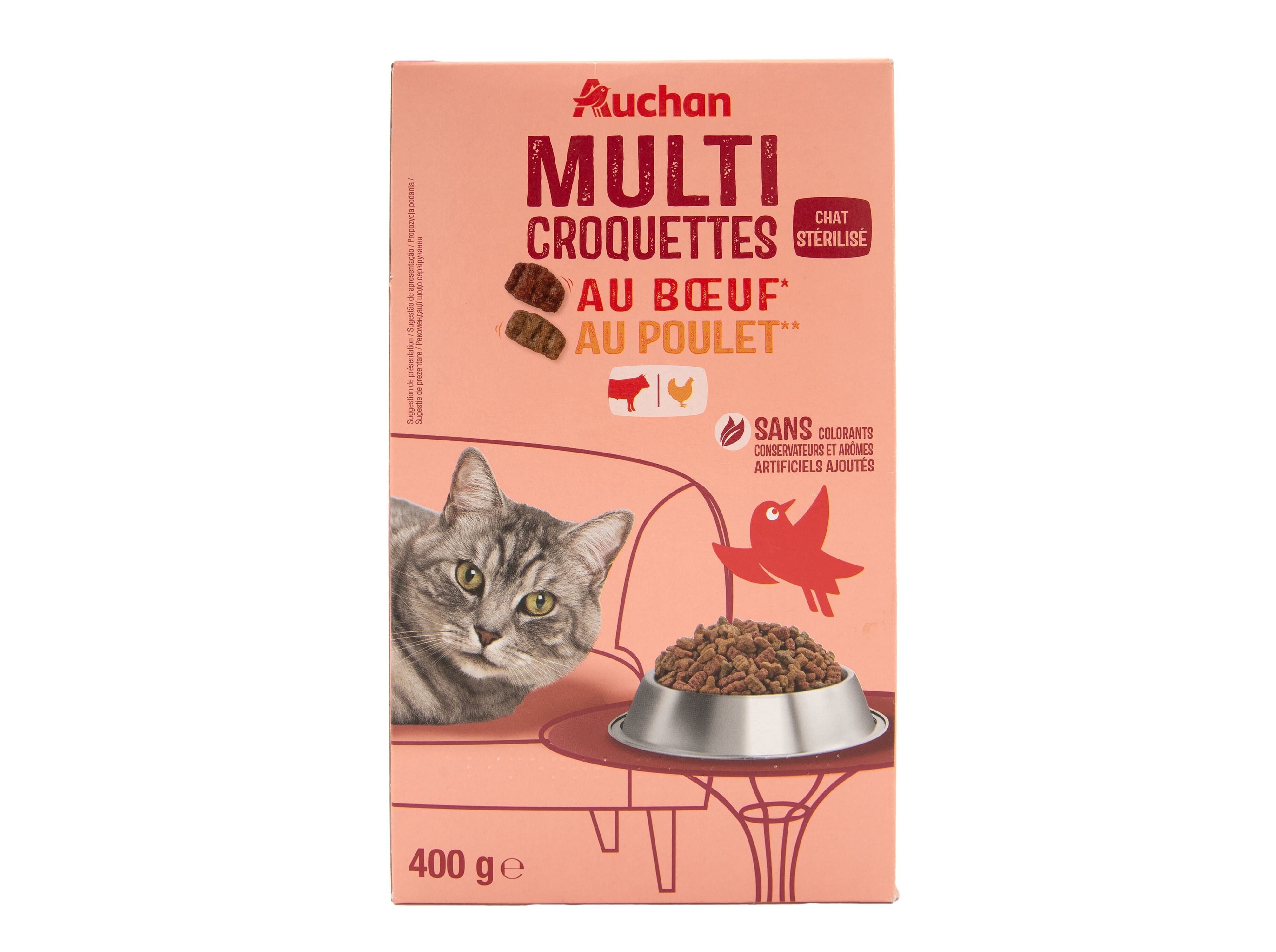 RA&Ccedil;&Atilde;O PARA GATO AUCHAN ESTERILIZADO COM VACA E COM FRANGO 400G image number 0