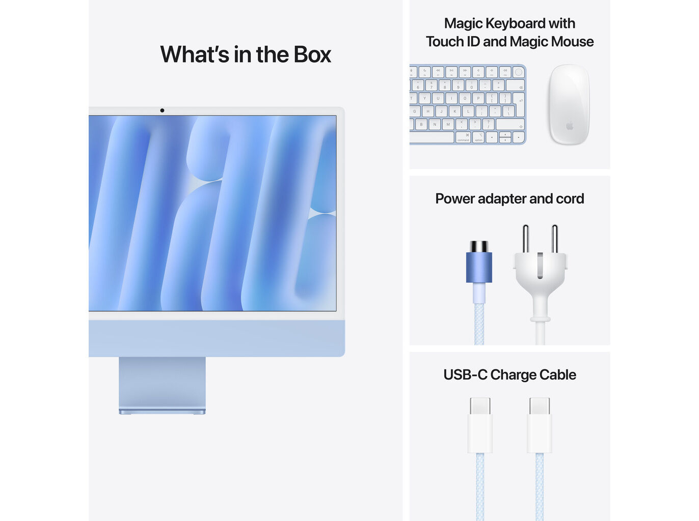 IMAC APPLE 23.5" 4.5K BLUE M4/GPU 10-CORE/16/256GB MWV13PO/A image number 3