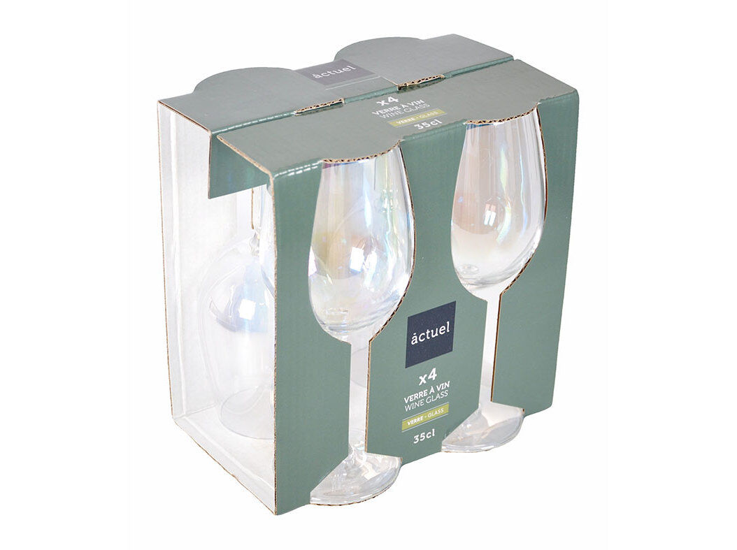 CONJUNTO DE 4 C&Aacute;LICES DE VINHO ACTUEL VIDRO IRIDESCENTE 35CL image number 0