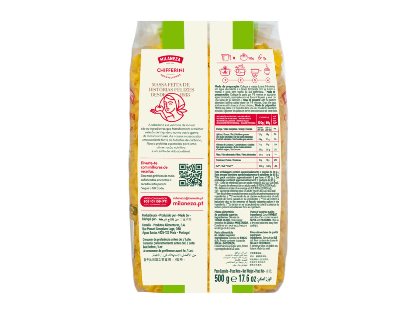 MASSA MILANEZA COTOVELINHOS 500G image number 1