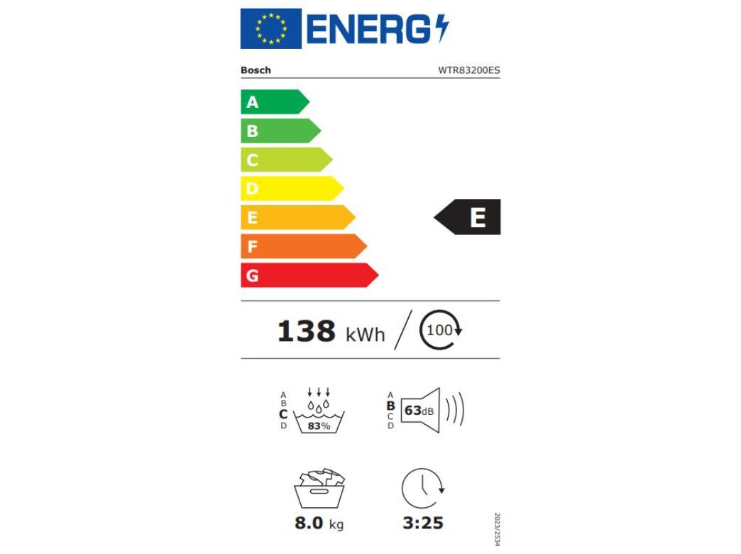 M&Aacute;QUINA DE SECAR ROUPA BOMBA CALOR BOSCH WTR83200ES BRANCO E 8KG image number 6
