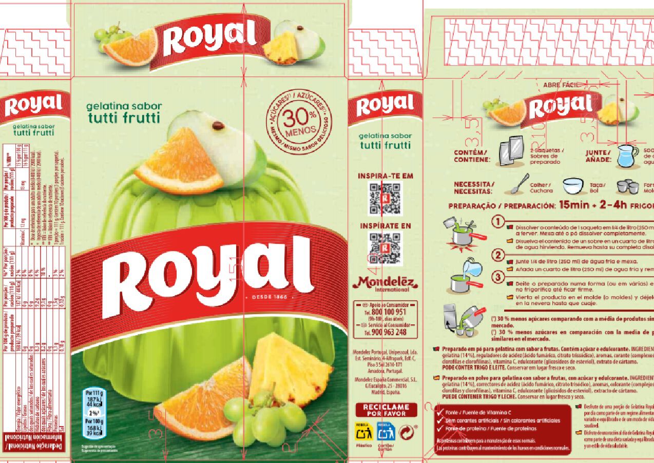 GELATINA ROYAL TUTTI FRUTTI 2X57G image number 1