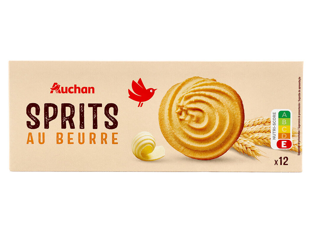 BOLACHA AUCHAN MANTEIGA SPRITS 12UN 250G image number 0