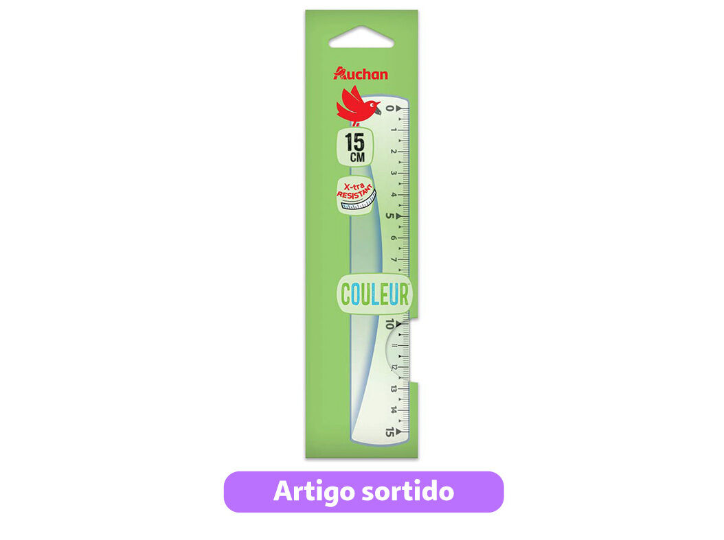 R&Eacute;GUA INQUEBR&Aacute;VEL AUCHAN 15CM CORES SORTIDAS