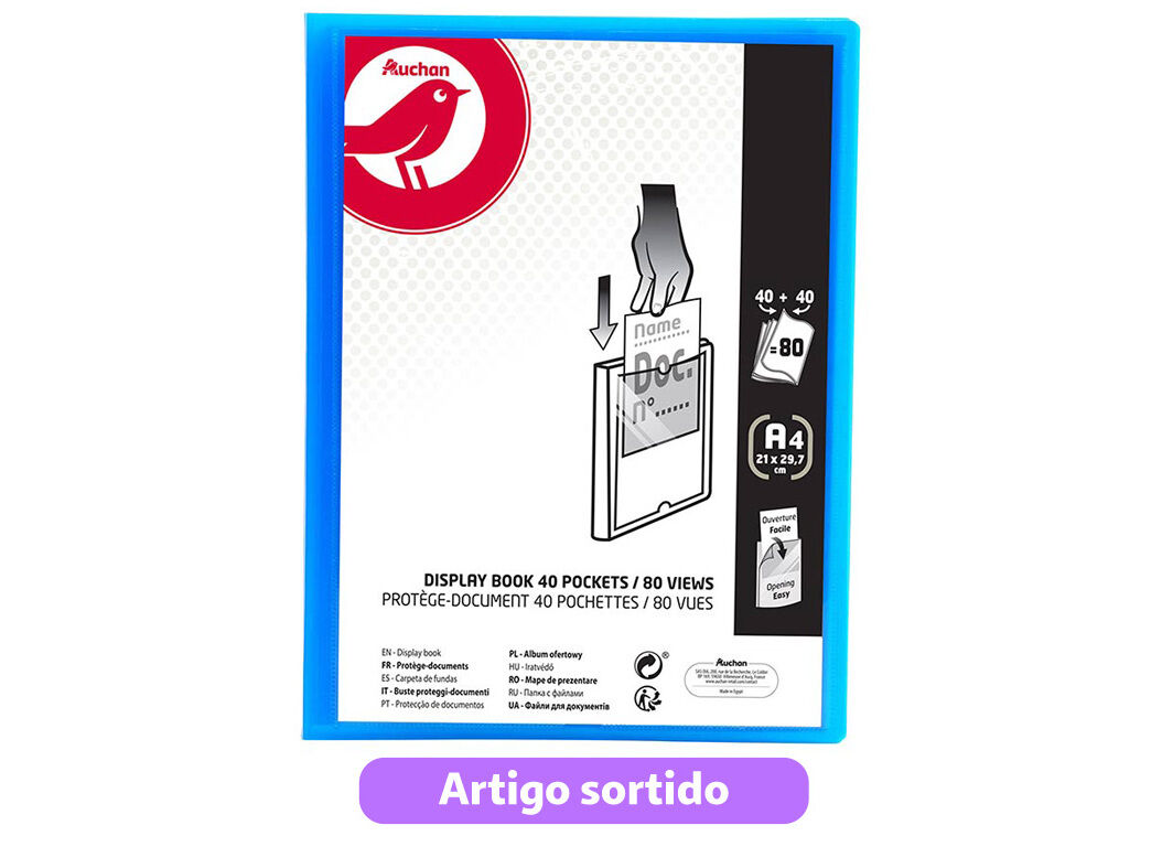 PORTF&Oacute;LIO AUCHAN A4 40+40 BOLSAS CORES SORTIDAS image number 7