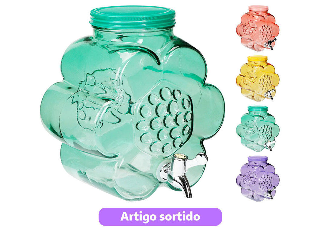 DISPENSADOR VIDRO 3500ML CORES SORTIDAS