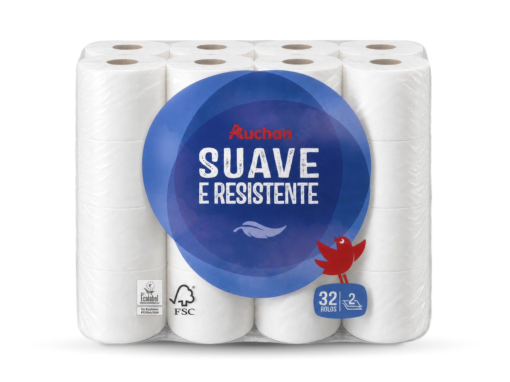 PAPEL HIGI&Eacute;NICO AUCHAN SUAVE E RESISTENTE 2F 32R