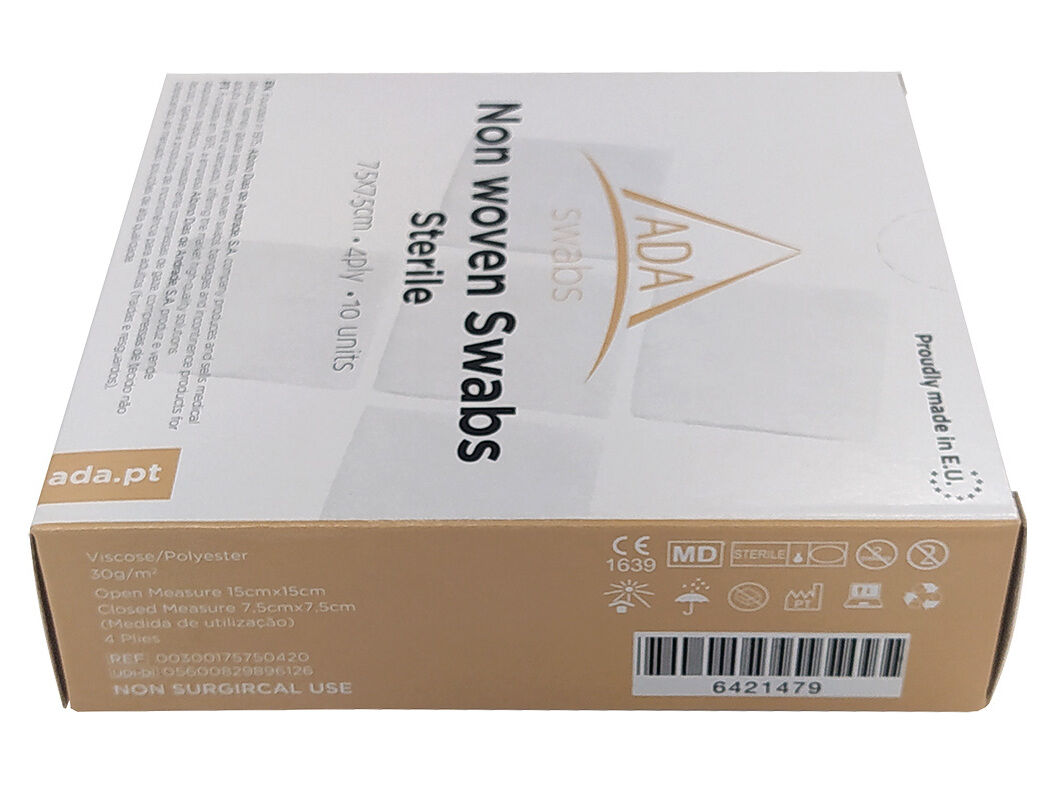 COMPRESSA ADA TNT ESTERILIZADA 7.5X7.5 4 CAMADAS 10UN image number 1