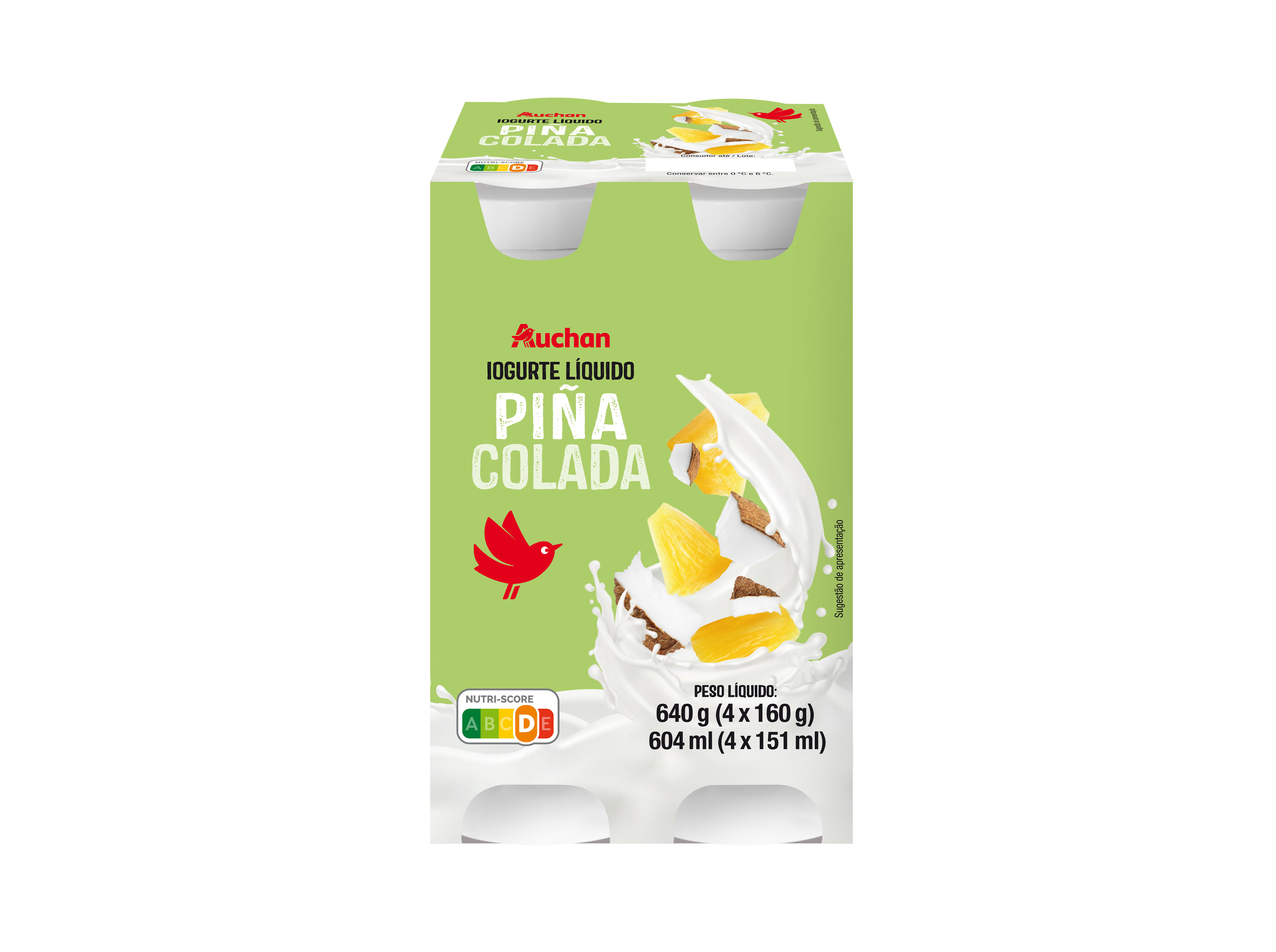 IOGURTE LIQUIDO AUCHAN PINACOLADA 4X160G image number 0