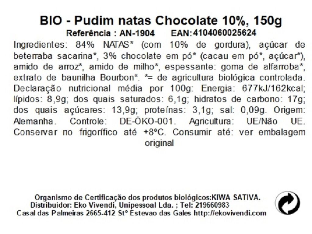 PUDIM ANDECHSER CHOCOLATE BIO 150G image number 1
