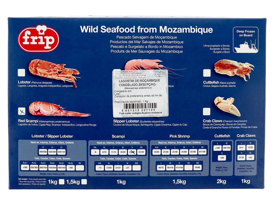 LAGOSTIM MO&Ccedil;AMBIQUE 20/30 CONGELADO KG