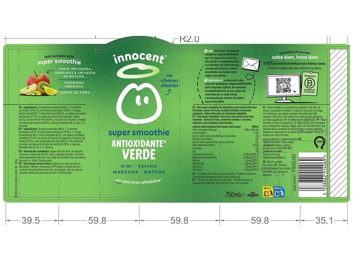 SUPER SMOOTHIE INNOCENT ANTIOX 0.75CL (SDR) image number 1