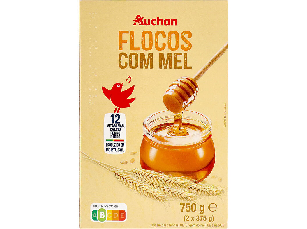 FLOCOS AUCHAN CEREAIS COM MEL 750G