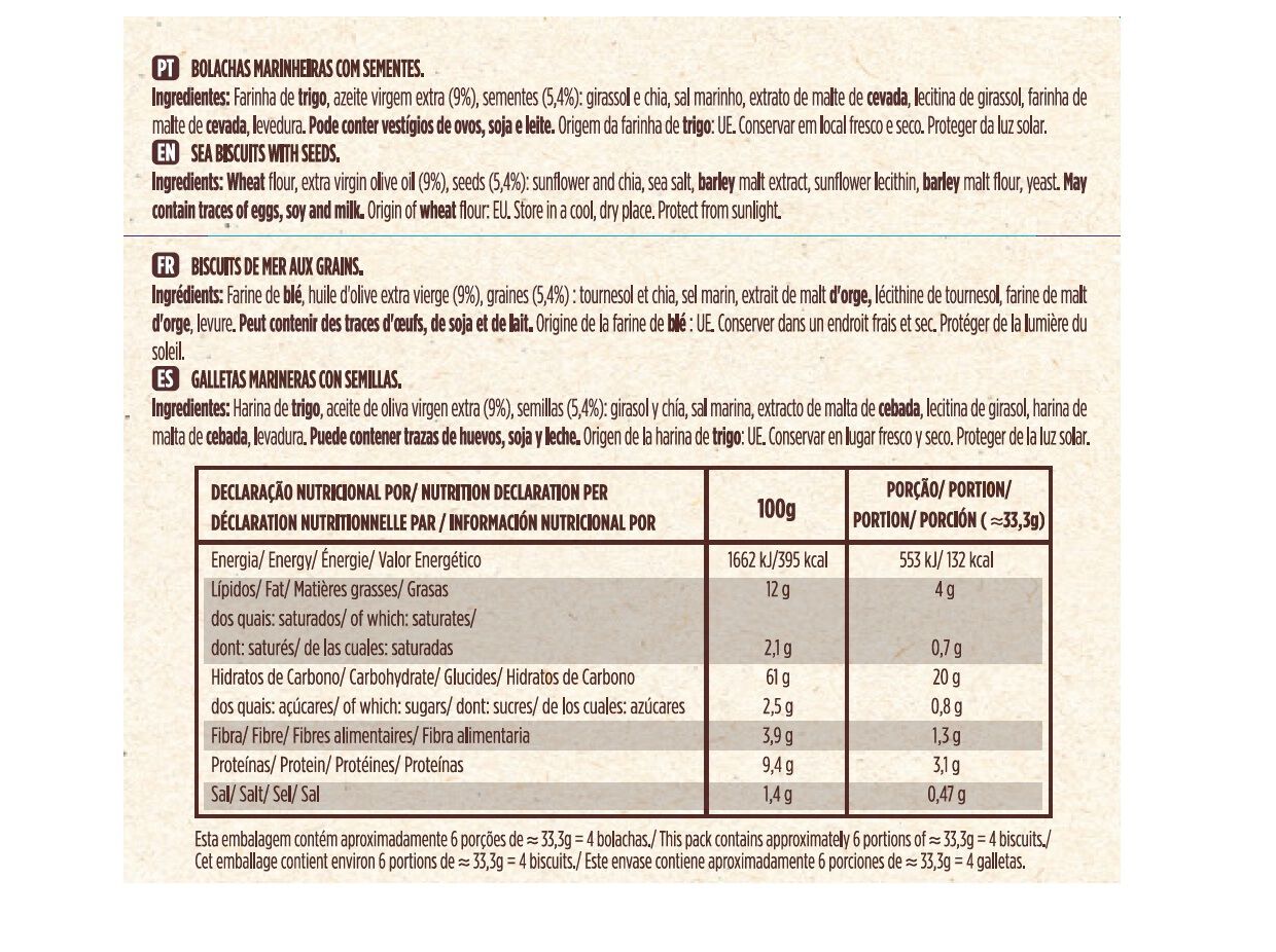 BOLACHAS MARINHEIRAS C-REAL SEMENTES 200G image number 1
