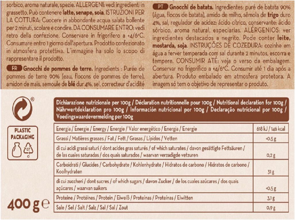 GNOCCHI DE BATATA RANA 400G image number 1