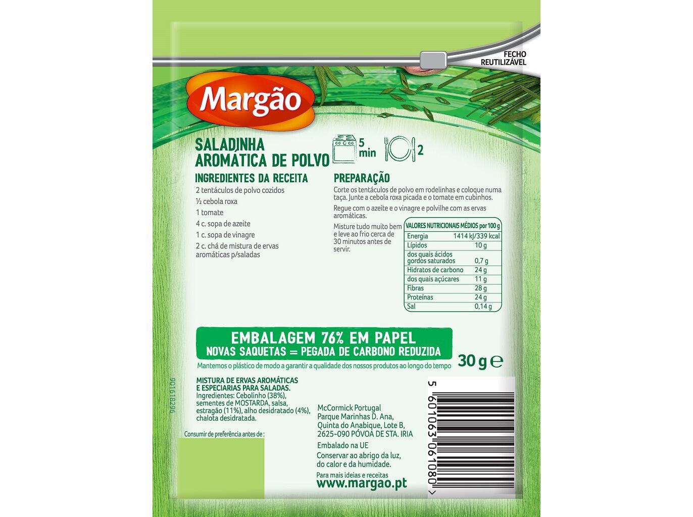 MISTURA ERVAS SALADAS MARG&Atilde;O SAQUETA 30G image number 1