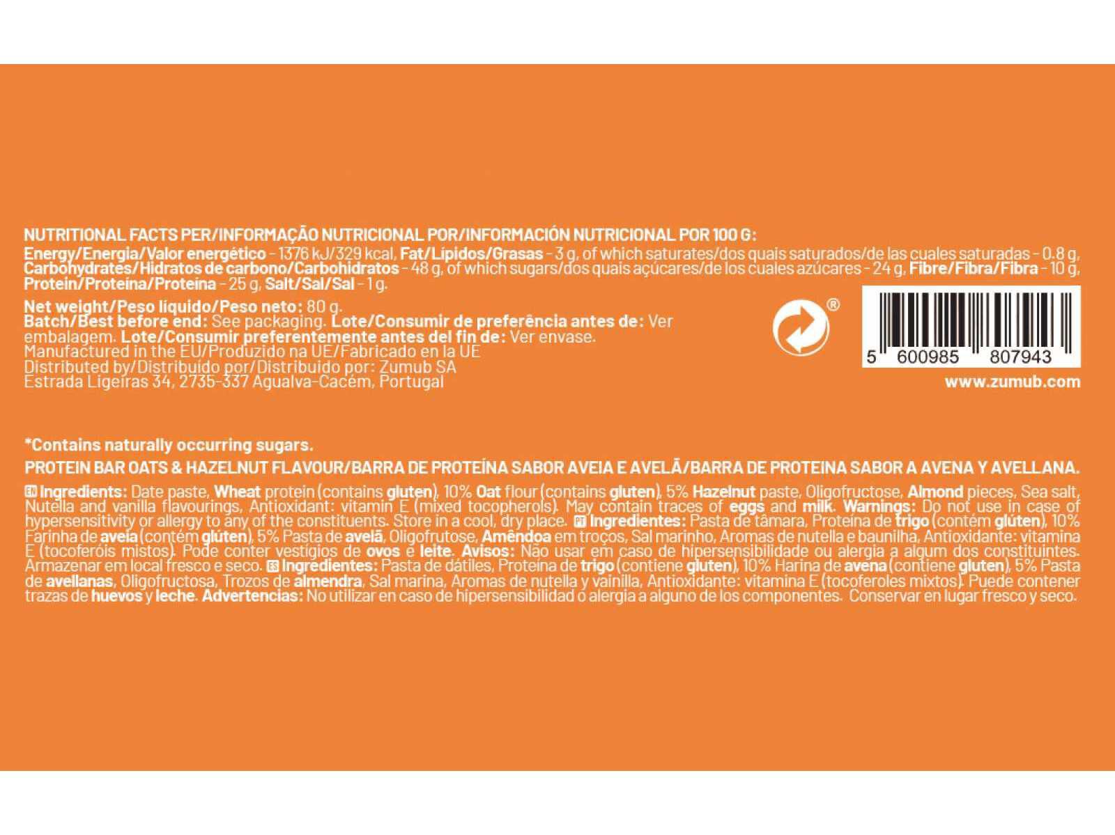 BARRAS ZUMUB HEALTHY BREAK AVEL&Atilde; E AVEIA 80G image number 1