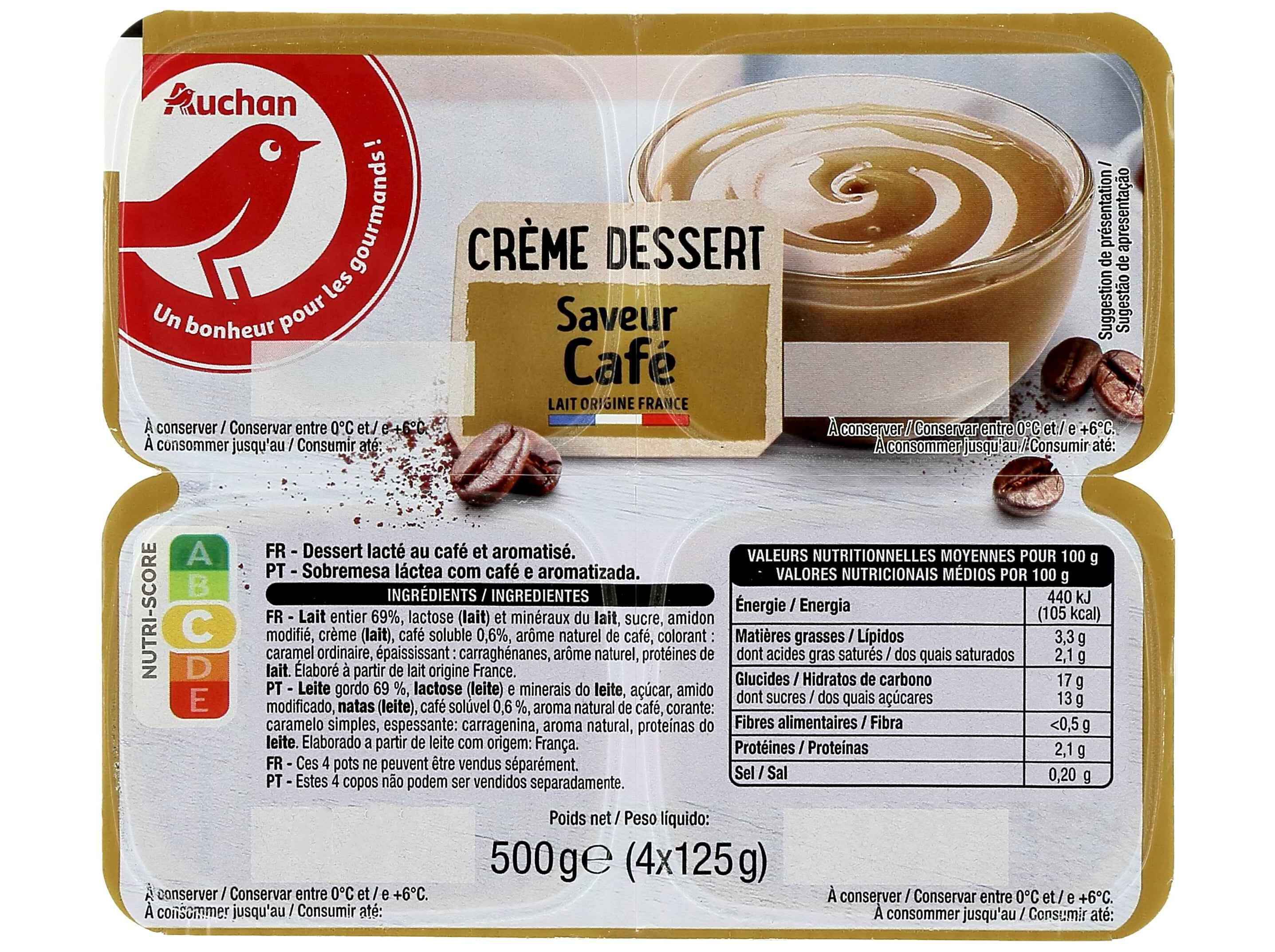 SOBREMESA L&Aacute;CTEA AUCHAN CAF&Eacute; 500G image number 1