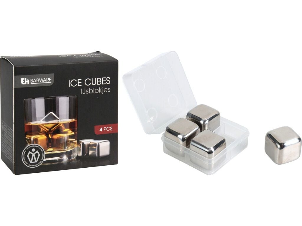 CONJUNTO 4 CUBOS GELO INOX REUTILIZ&Aacute;VEIS 2.7X2.7X2.7CM