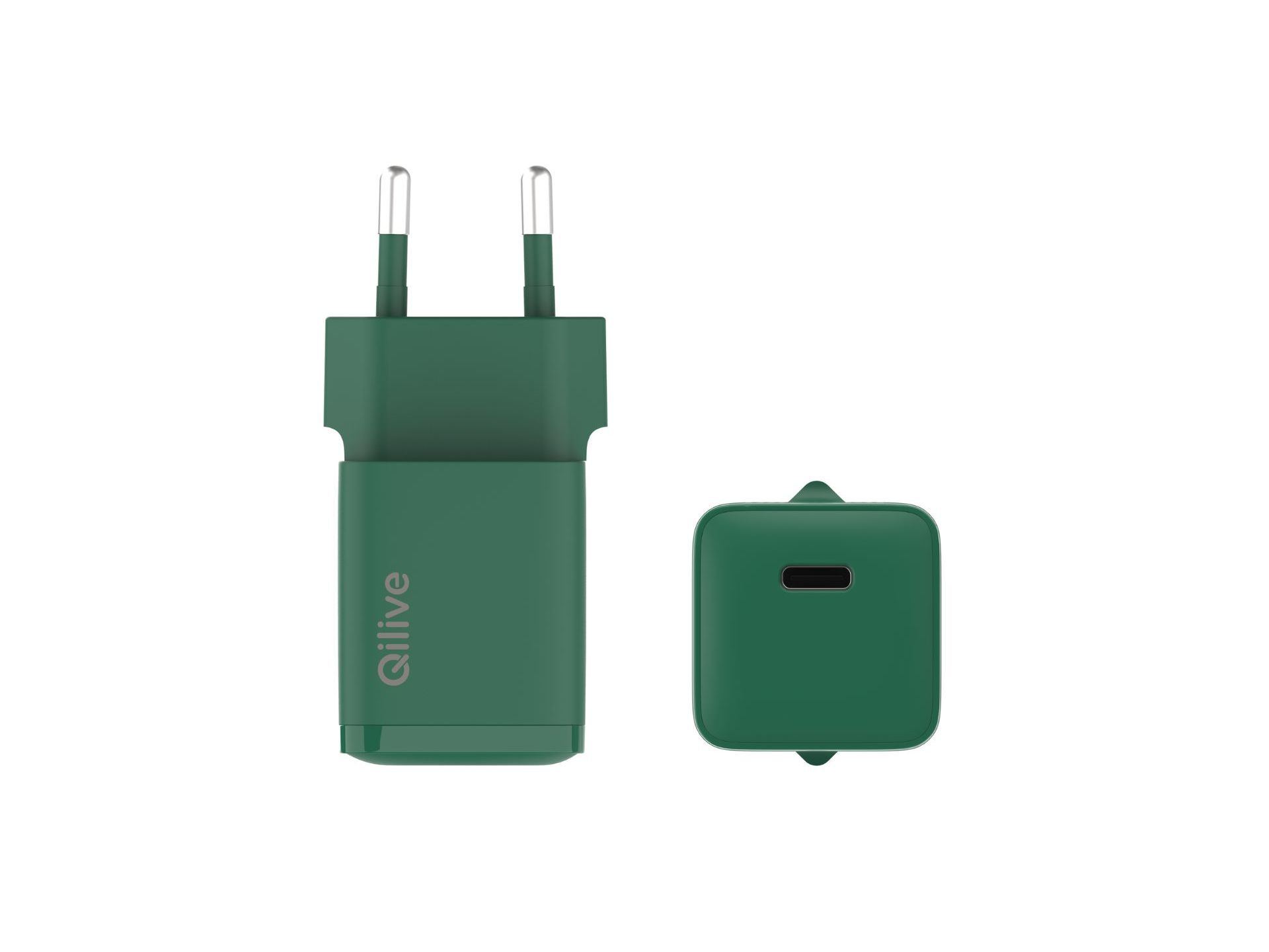 CARREGADOR DOM&Eacute;STICO QILIVE 600194181 VERDE 1 USBC 30W image number 0