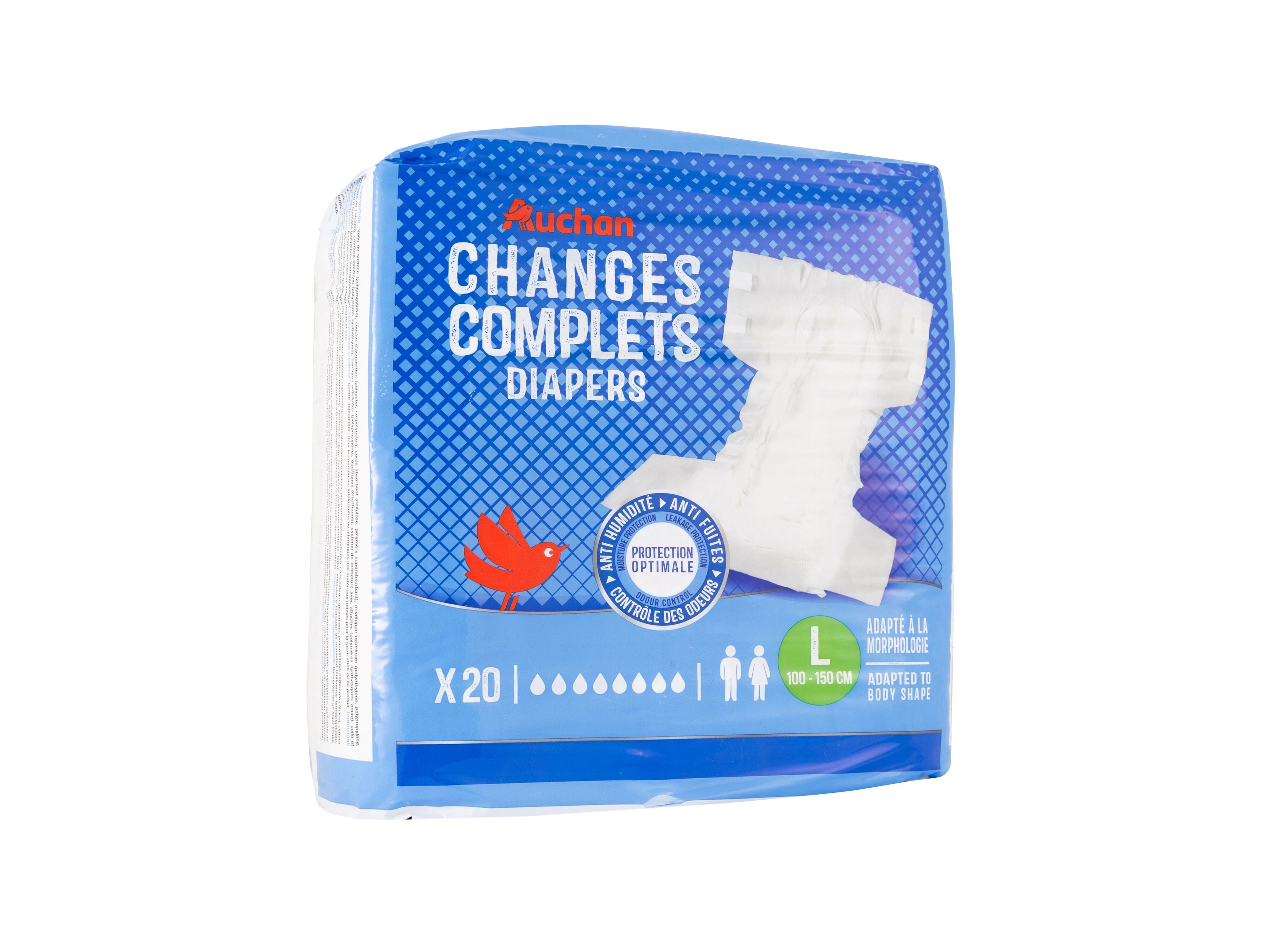 FRALDAS INCONTIN&Ecirc;NCIA AUCHAN TAMANHO L UNISSEXO 20UN image number 1