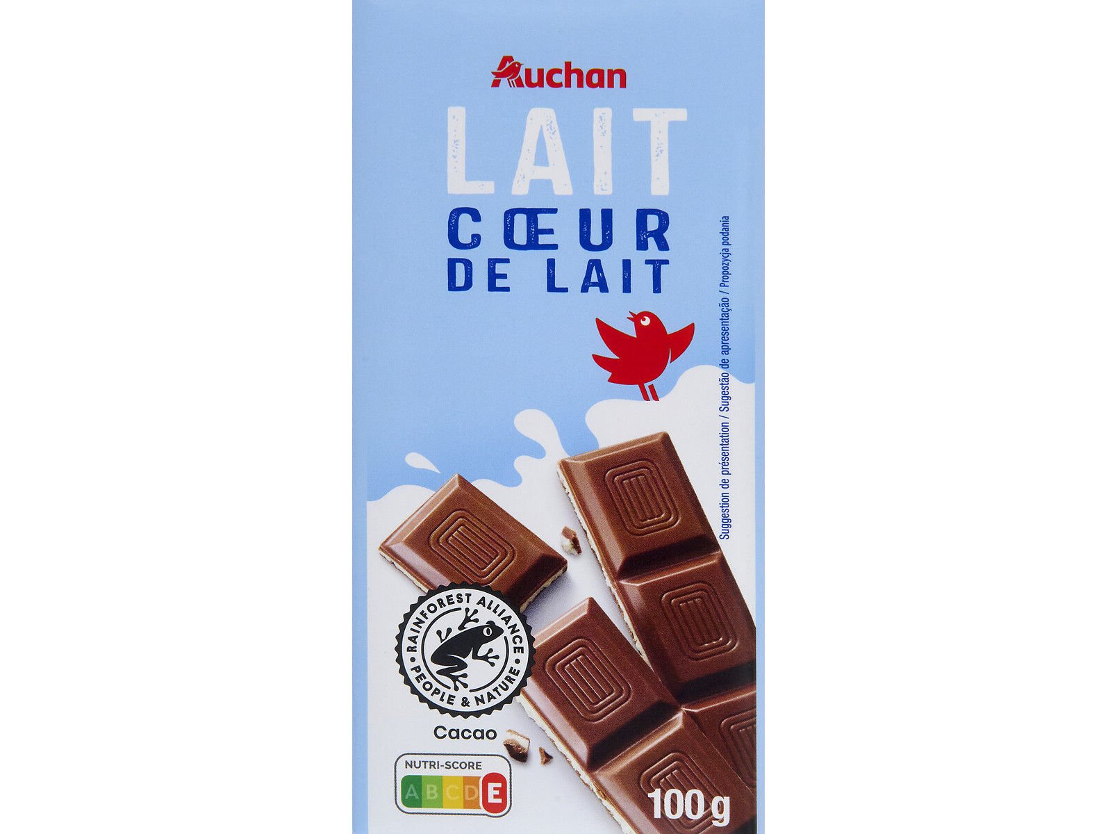CHOCOLATE AUCHAN LEITE COM RECHEIO CREME LEITE 100G image number 0